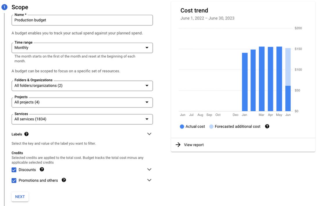 Google Cloud | Budget settings