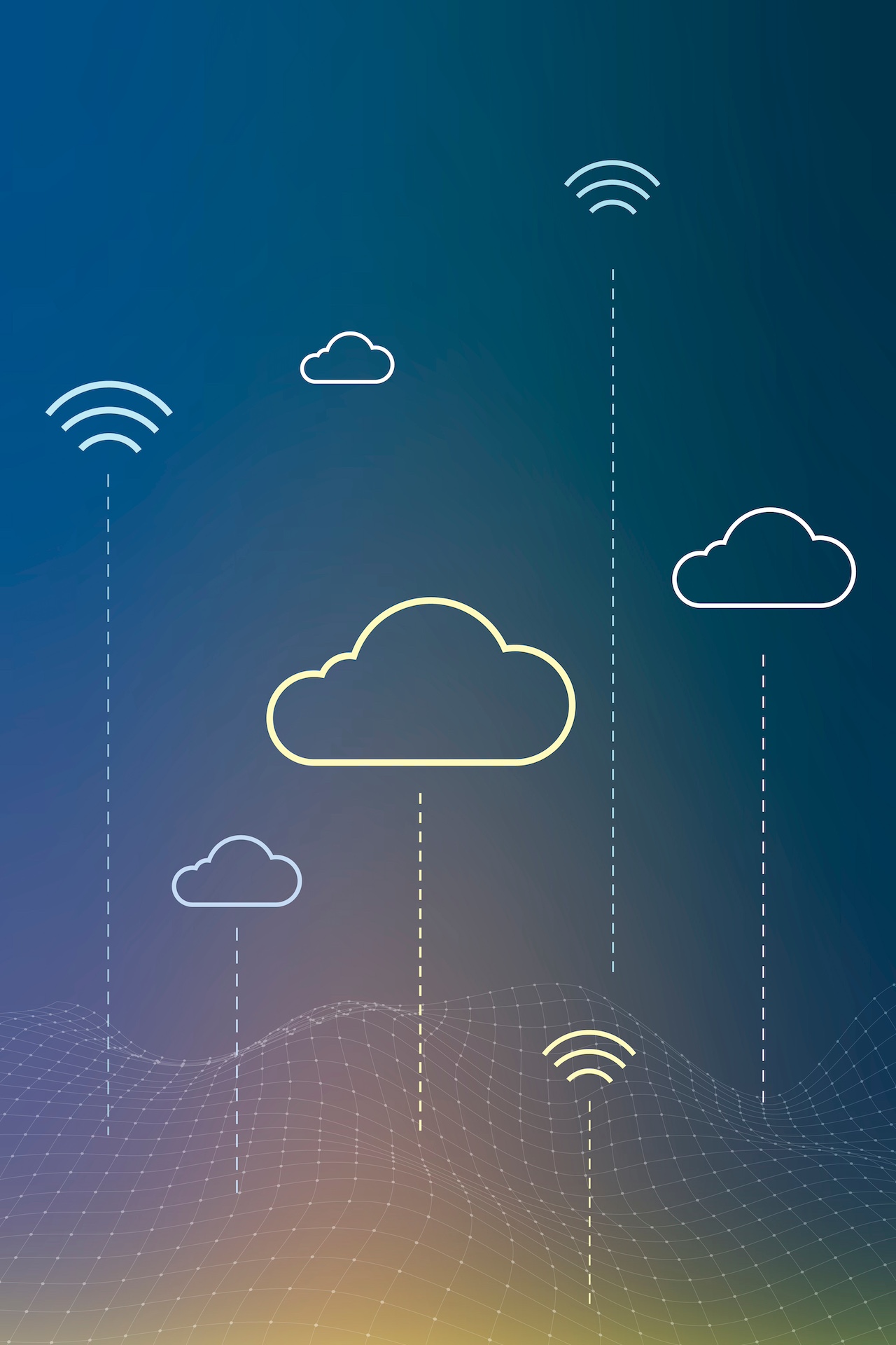 Cloud network system background vector for social media banner