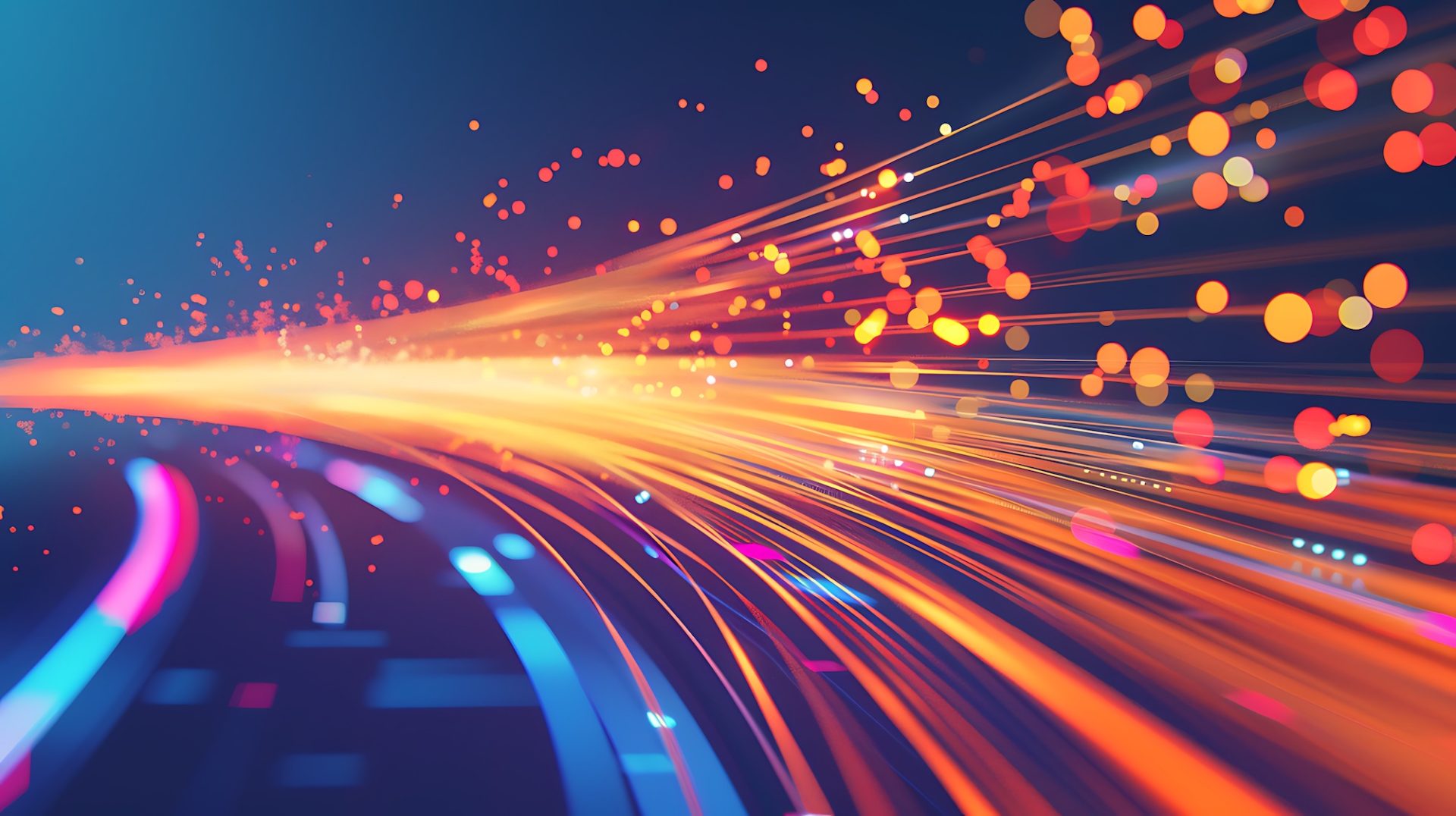 High speed optical cable, fast data broadband transfer, fiber connection abstract tech background